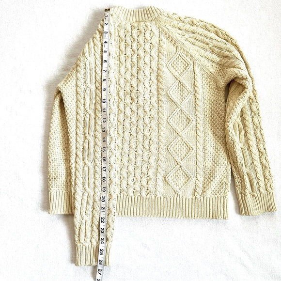 LL BEAN 1/4 ZIP CABLE KNIT COZY COMFY SWEATER IN CREAM. 14/16 Y. Women Sz S 4/6 - Picture 10 of 10